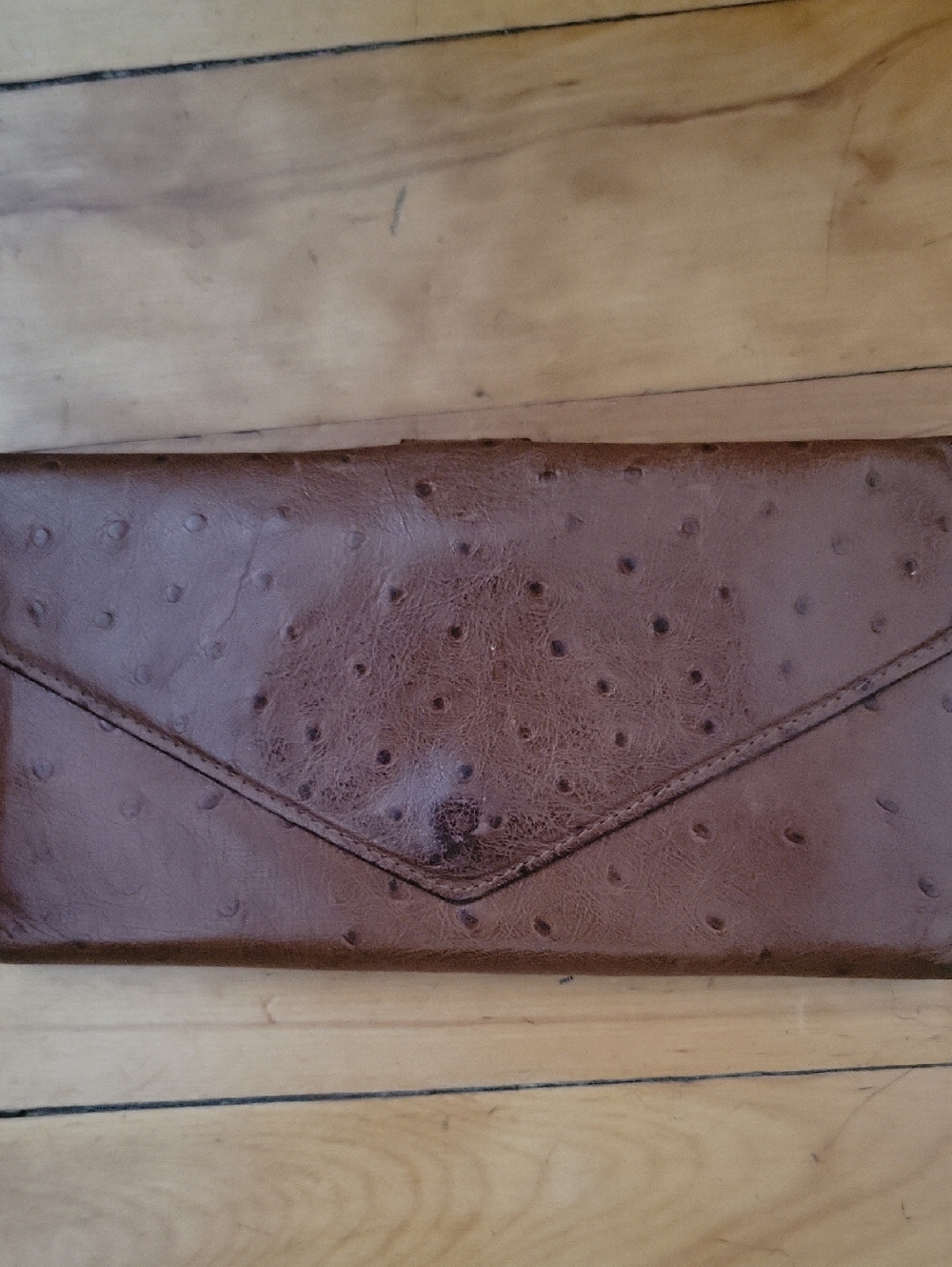 Vintage Bond Street Brown Ostrich envelope wallet.